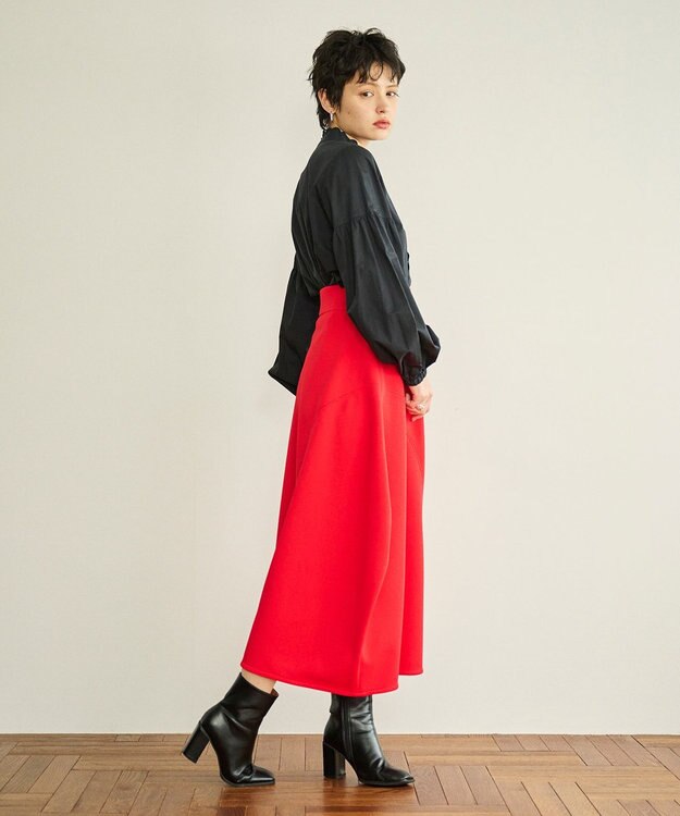 #Newans 【洗える】シアースカラップデザインブラウス ネイビー