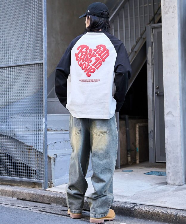 WEGO ラグランハートグラフィックT（LS） ホワイト