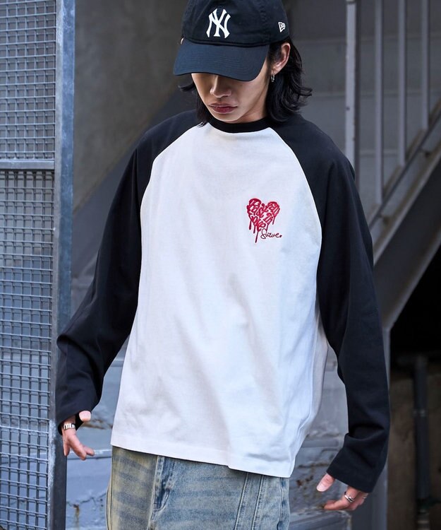 WEGO ラグランハートグラフィックT（LS） ホワイト