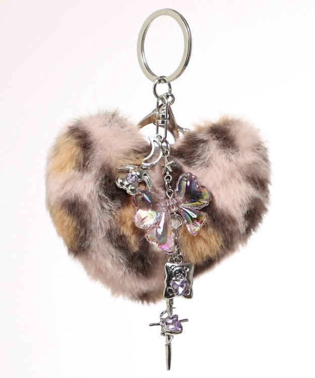 WEGO ファーハートビーズチャームキーホルダー 柄4