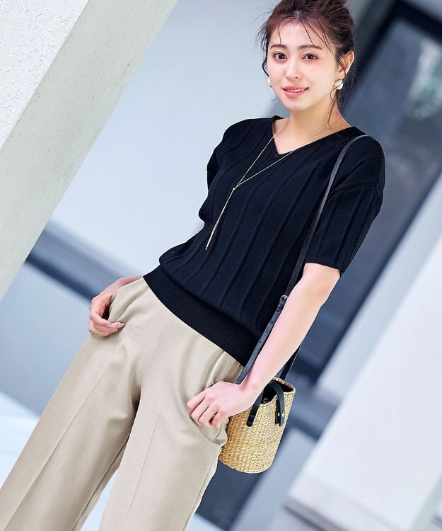 Tiaclasse 【日本製・洗える】麻調ワイドパンツ ベージュ