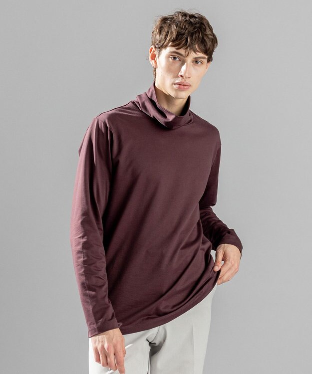 JOSEPH HOMME スビンソフトジャージー　タートルネックカットソー ブラウン系