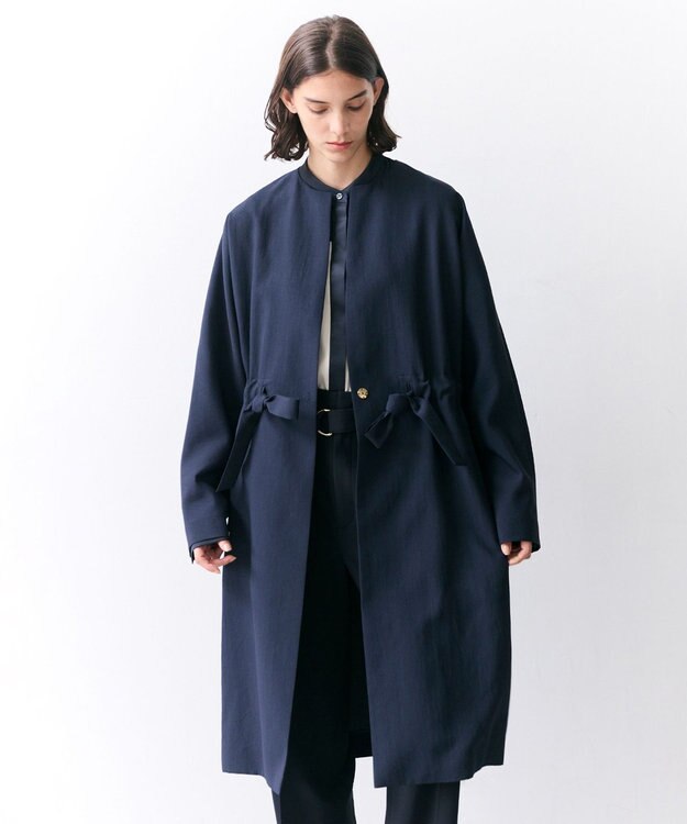 BEIGE， PORDIC / ドロスト付きロングスプリングコート Navy