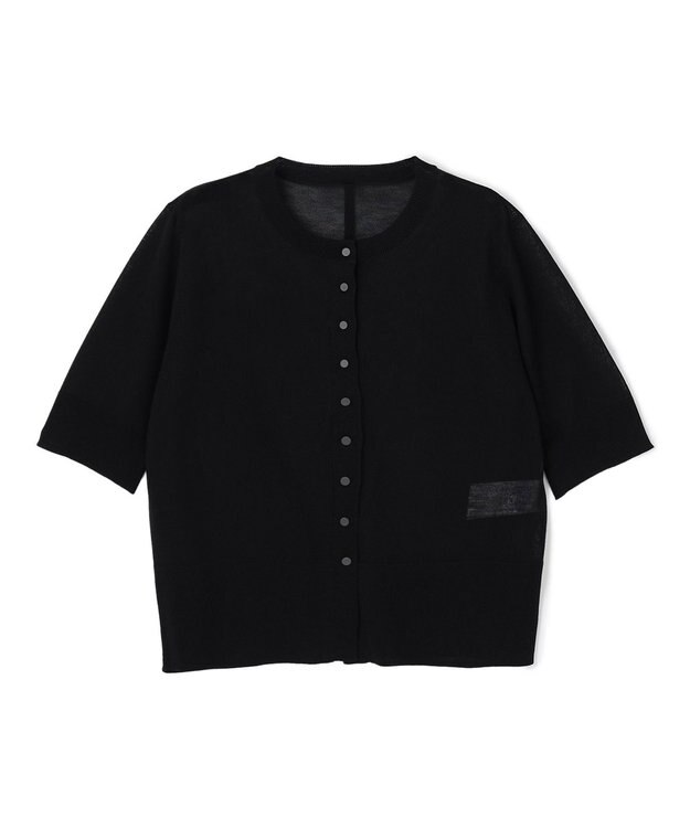 BEIGE， MOISE / シアーニット　5分袖カーディガン Black × Ecru