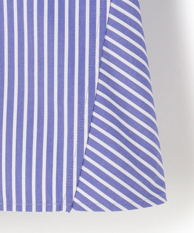 23区 L 【洗える】CANCLINI ティアードフリル ブラウス ブルーストライプ