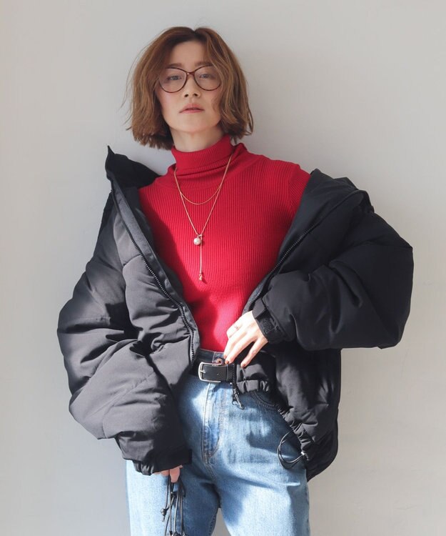 WEGO 【2025年秋冬新作】リブタートルニット レッド