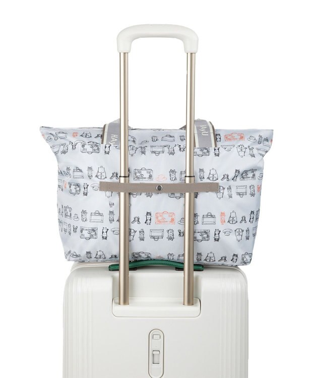 ACE BAGS & LUGGAGE HAyU × ace.  フォールディング 折り畳みトートバッグ 猫柄 30L 17862 ライトベージュ柄