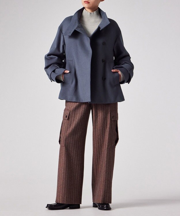 Paul Smith Field Flowers スタンドカラー ショートコート グレイッシュブルー