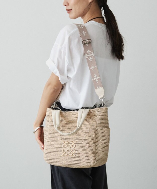 russet ナイロンラフィア2WAYトートバッグ(CE-1711) Black