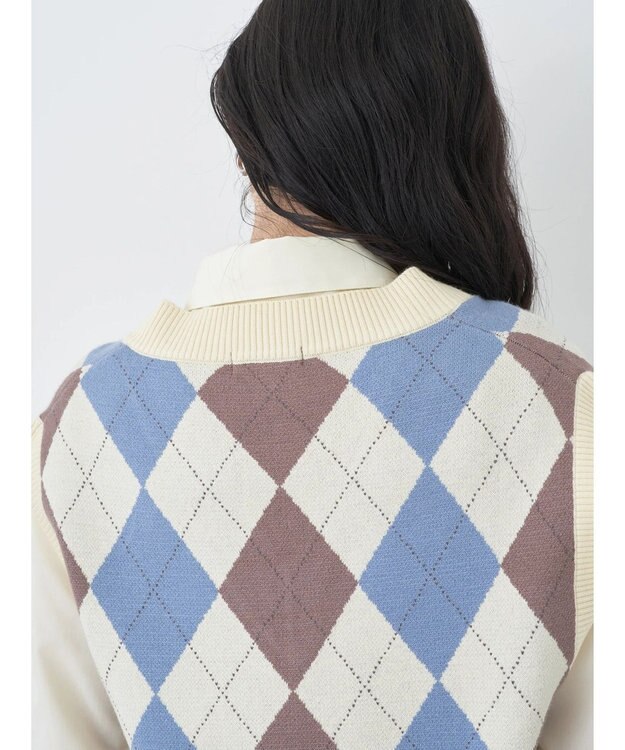 earth music&ecology アーガイルニットベスト Cream