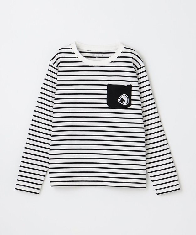 ANY KIDS 【ke ke ke】GOOD MORNING 長袖ボーダーＴシャツ ブラック×ホワイトボーダー