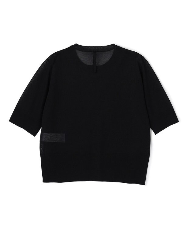 BEIGE， MOISE / シアーニット　5分袖カーディガン Black × Ecru