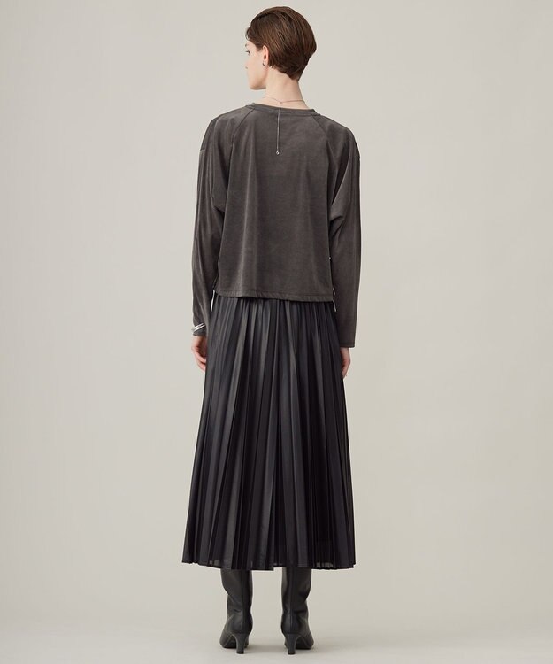 ICB L 【洗える】フロッキーベロア　プルオーバー チャコール系