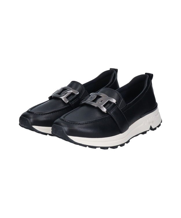 INTER-CHAUSSURES 【BUSSOLA】メタル飾りローファースニーカー ブラック