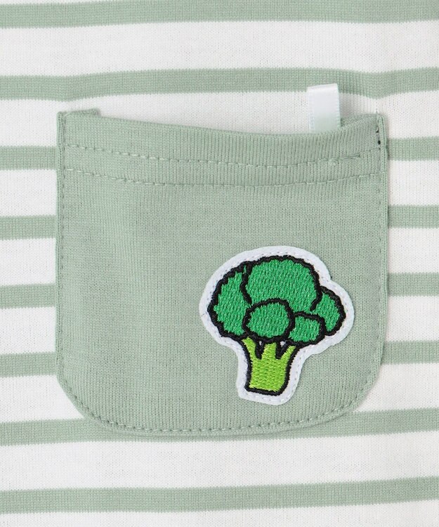 ANY KIDS 【ke ke ke】GOOD MORNING 長袖ボーダーＴシャツ ミントグリーン×ホワイトボーダー