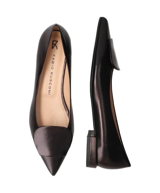 INTER-CHAUSSURES 【FABIO RUSCONI】ローヒールポインテッドトウパンプス ブラック