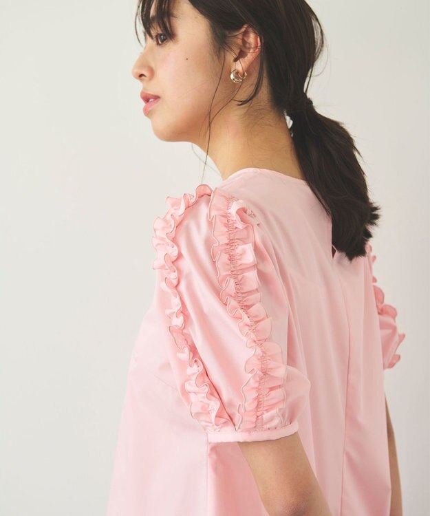 Feroux 【洗える】袖フリルチュニック ブラウス ピンク系