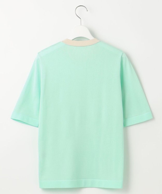 自由区 【アンサンブル対応・洗える】シャインハイゲージ5分袖 ニット ミント