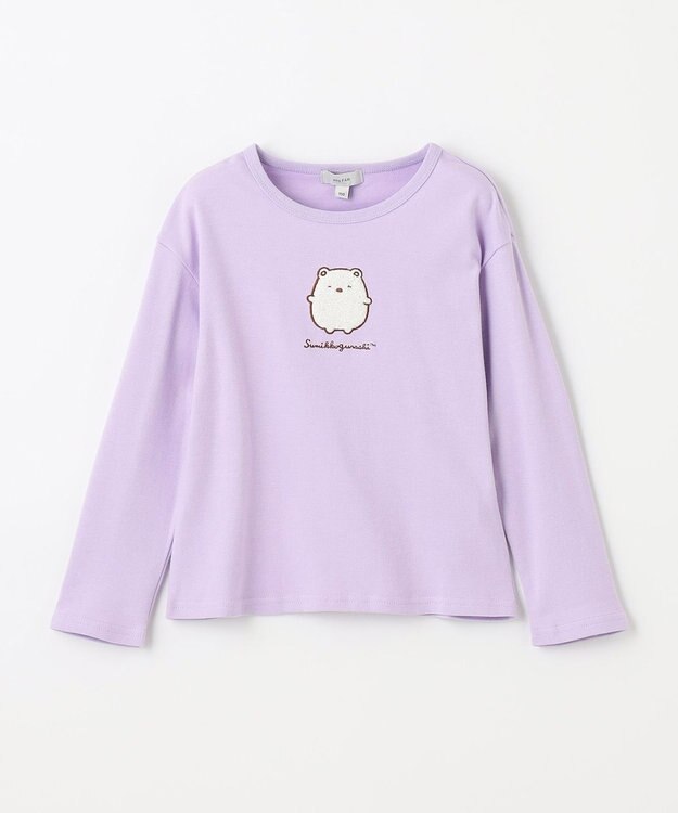 ANY KIDS 【すみっコぐらし】サガラ刺繍 長袖 Tシャツ ラベンダー×しろくま