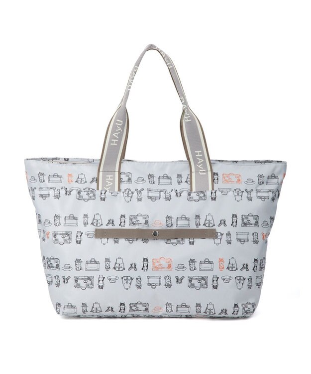 ACE BAGS & LUGGAGE HAyU × ace.  フォールディング 折り畳みトートバッグ 猫柄 30L 17862 ライトベージュ柄