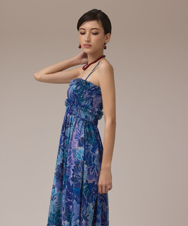 GRACE CONTINENTAL タイダイリーフプリントワンピース ブルー