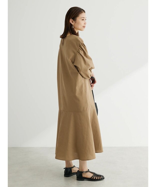 Green Parks 綿麻混マーメイドワンピース Dark Beige