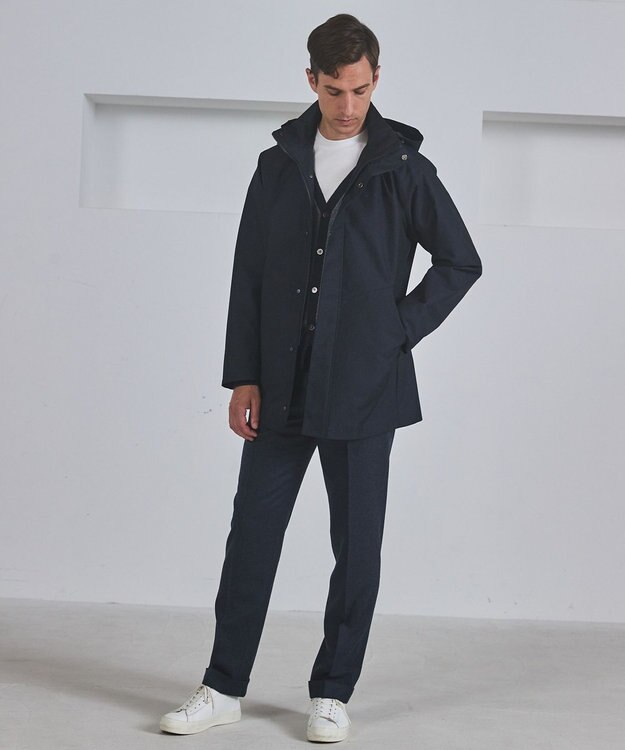 GOTAIRIKU 【仕事で着用可】ラスタードビー フーデッドブルゾン_地柄(24/25年モデル) ネイビー×ヘリンボーン柄(25年新色)