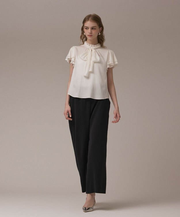 GRACE CONTINENTAL フリルボウタイブラウス ホワイト