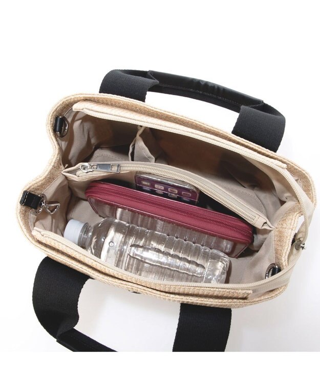 UNBILLION カシュカシュ cachecache / 雑材風テープハンドルパーテーショントート ブラックミックス