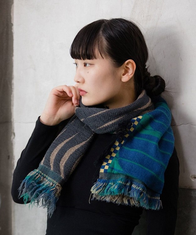 POLS Breeze モヒカンウールストール ブルー