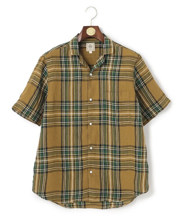 J.PRESS MEN フレンチリネンビッグチェックシャツ マスタード系3