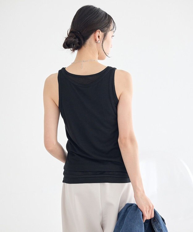 earth music&ecology 【SET】シアーフライスレイヤードタンクトップ Black