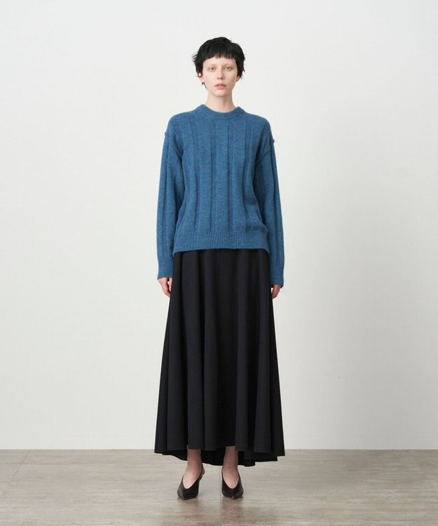 ATON ROYAL FLEECE | フレアスカート BLACK