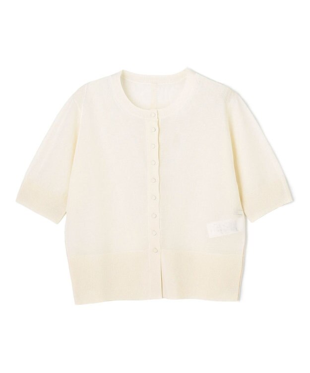 BEIGE， MOISE / シアーニット　5分袖カーディガン Ecru × Milk tee