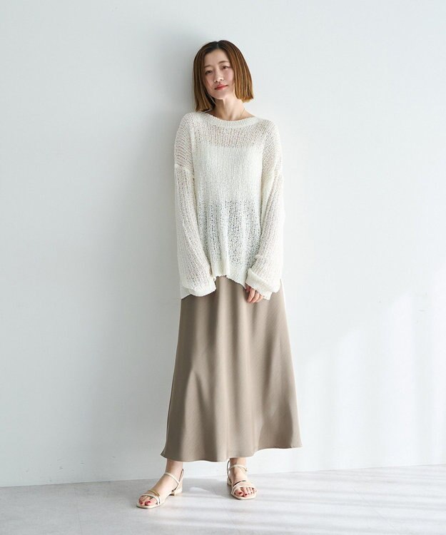 YECCA VECCA サテンフレアスカート Beige