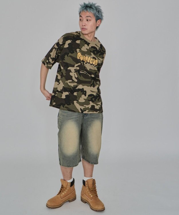 WEGO 【ユニセックス着用ITEM/MLサイズ展開】カモフラグラフィックT（SS） グリーン