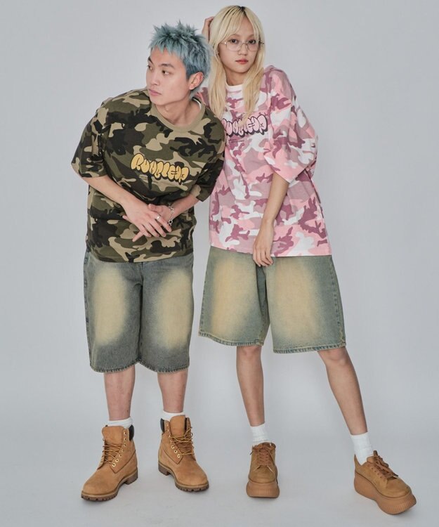 WEGO 【ユニセックス着用ITEM/MLサイズ展開】カモフラグラフィックT（SS） グリーン