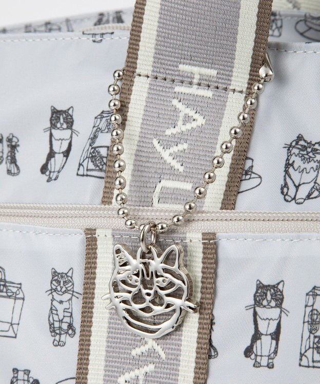 ACE BAGS & LUGGAGE HAyU × ace.  フォールディング 折り畳みトートバッグ 猫柄 30L 17862 ライトベージュ柄