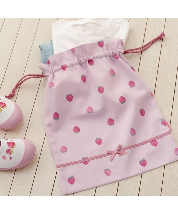 Mother garden マザーガーデン 野いちご 巾着 大《レトロストロベリー柄》 レトロストロベリー柄