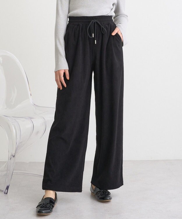 earth music&ecology リラックスコーデュロイパンツ Black