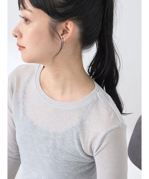 earth music&ecology シアーリブロゴ刺繍プルオーバー Light Gray