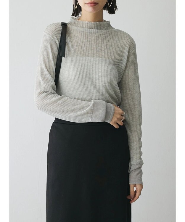 Green Parks AnriettMusee ラメ切替スリーブリブシアーニット Light Gray