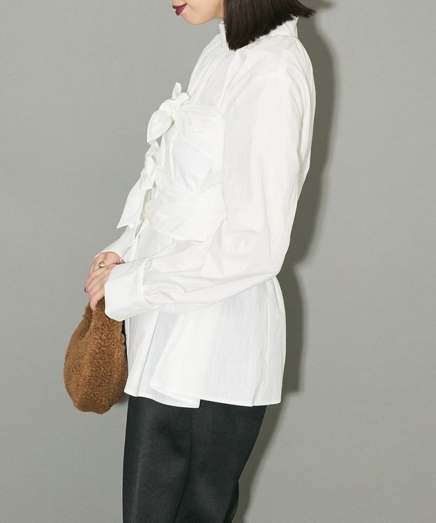 Green Parks リボンデザインハイネックブラウス Off White