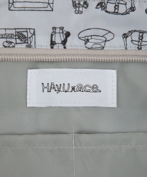 ACE BAGS & LUGGAGE HAyU × ace.  フォールディング 折り畳みトートバッグ 猫柄 30L 17862 ライトベージュ柄