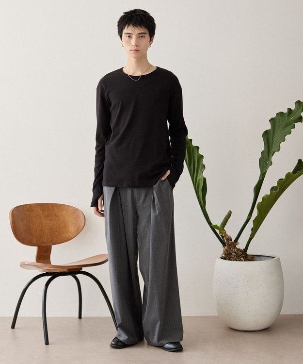 WEGO タイトフィットリブT（長袖） ブラック