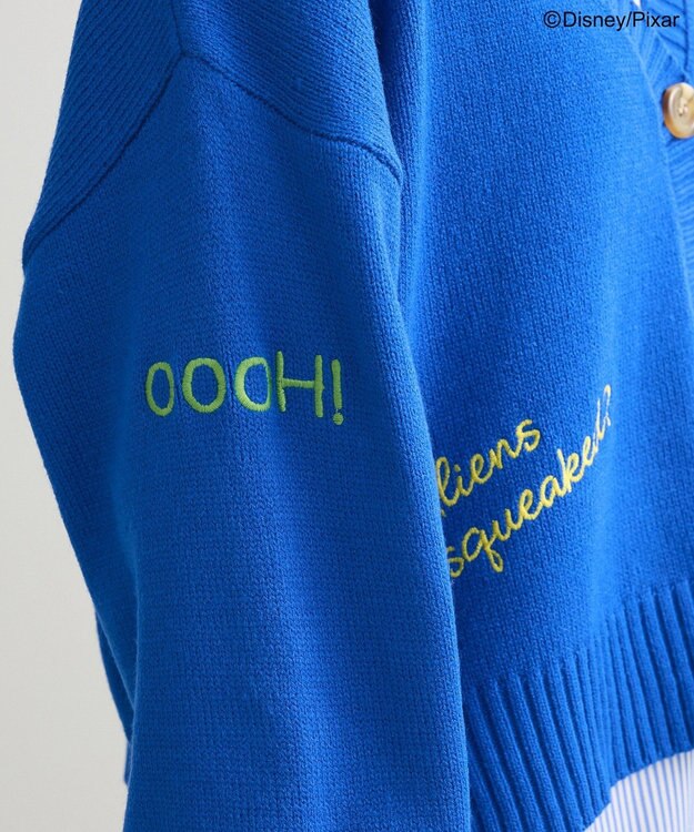 Green Parks トイストーリー／ワッペンショート丈カーディガン Blue