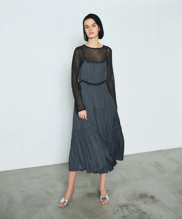 GRACE CONTINENTAL ギャザーキャミソールワンピース グレー