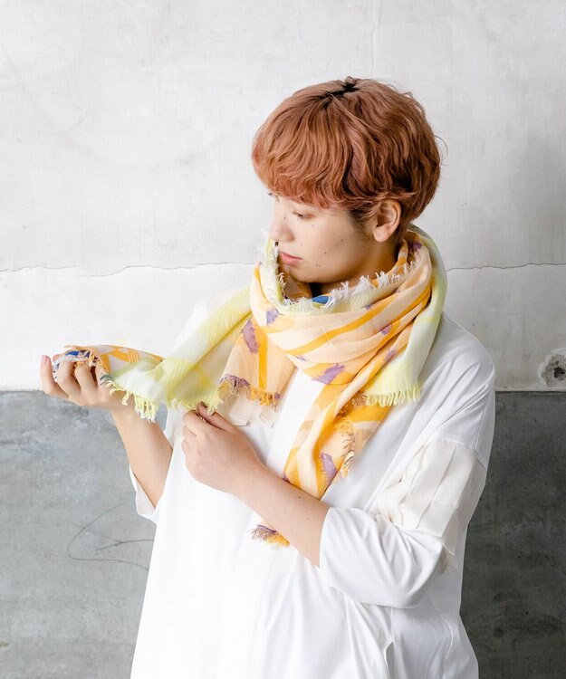 POLS コットン・キュプラ FUSAスカーフ オレンジ