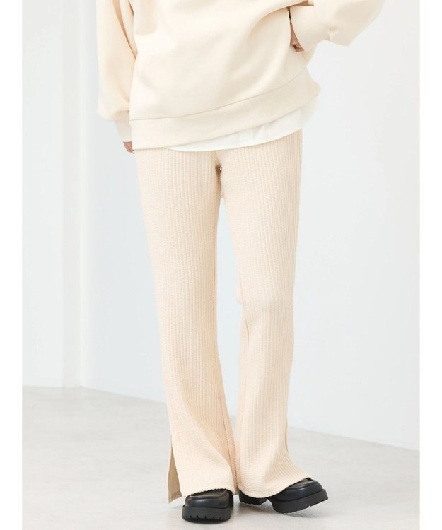 earth music&ecology ぽこぽこスリットパンツ Ivory