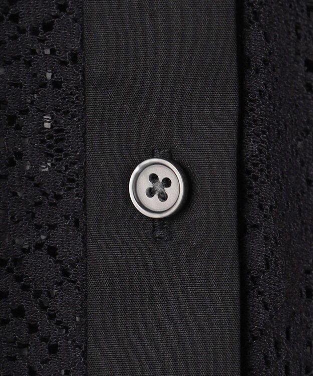 UNFILO ブロックレース バンドカラーシャツ ブラック